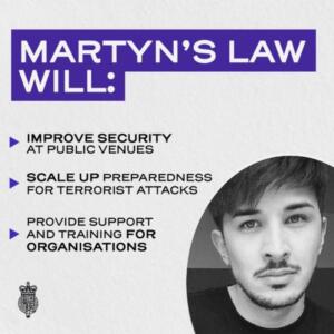 b&w photo of Martyn Hett, a victim of the 2017 Manchester Arena bombing on a grey and purple gov.uk background